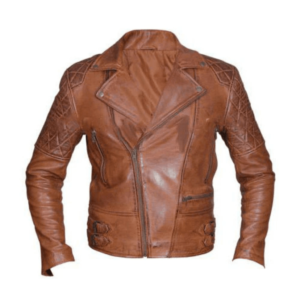 Distressed sandwash biker leather jacket