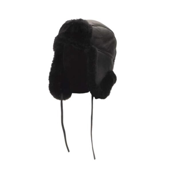 Sheepskin Shearling Black Aviator Hat