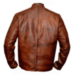 Vintage Tan cafe racer leather jacket with quilted patches - Image 2