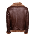 Phan's Brown Aviator bomber shearling jacket with a waist belt - Image 3