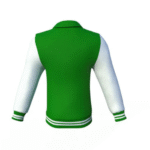 Dark Green Varsity Letterman Jacket with White Sleeves - Image 3