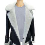 Jayne's Sheepskin Black and White Biker Shearling Jacket - Image 2