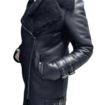 Paulina's Black shearling jacket with large lapels - Image 2