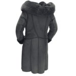 Pheobe's Grey Hooded Suede Shearling Jacket with fox fur - Image 4