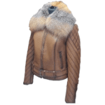 Lumins quilted shearling jacket with crystal fox fur - Image 2