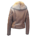 Lumins quilted shearling jacket with crystal fox fur - Image 3