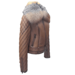 Lumins quilted shearling jacket with crystal fox fur - Image 4
