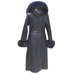 Seren's Navy Blue Shearling coat with fox fur - Image 2