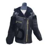Sophia's Black and gold shearling coat - Image 2