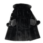 Caitlan’s Black Shearling Sheepskin Full Length Long Coat With Fox Fur Trim - Image 3