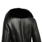 Caitlan’s Black Shearling Sheepskin Full Length Long Coat With Fox Fur Trim - Image 5