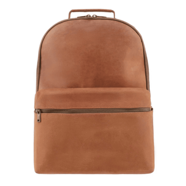 Tan Brown Leather Backpack