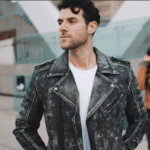 Miles stone wash biker leather jacket - Image 3