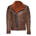 Vintage Brown Sherpa lined Leather jacket with D pocket