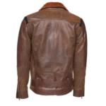 Vintage Brown Sherpa lined Leather jacket with D pocket - Image 2