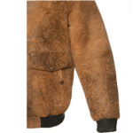 Lucian's distressed brown A2 Bomber shearling jacket - Image 2