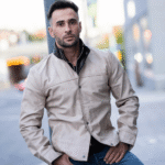 Barnes Bone White hand waxed double collar leather jacket - Image 4