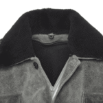 Ryder vintage grey leather coat with fur collar - Image 3
