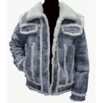 Aiden's Distressed Grey Shearling Trucker Jacket