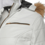 Snowy White golden puffer winter Jacket - Image 4