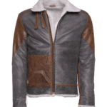 Scott's Patched Leather jacket with Sherpa Lining - Image 3