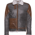 Scott's Patched Leather jacket with Sherpa Lining