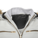 Snowy White golden puffer winter Jacket - Image 3