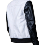 Enya’s Black and White Collarless Leather Jacket - Image 3