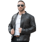 Men's Benton Distressed moto style Leather Jacket - Image 2