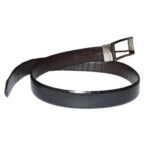 Crocodile print black and brown reversible leather belt - Image 3