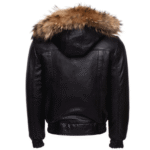Castillos bomber Winter Leather Jacket with Real fox fur hoodie - Image 3