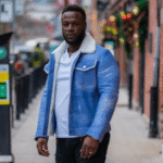 Chris' Denim style Shearling Trucker Style Jacket - Image 2