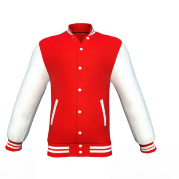 Red Varsity Letterman Jacket with White Sleeves