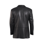 Black leather 3/4 length trench coat - Image 2