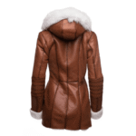 Ayva's Tan Shearling coat with fox fur trim Hoodie - Image 2