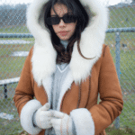 Ayva's Tan Shearling coat with fox fur trim Hoodie - Image 4