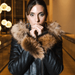 Natalie black winter coat with fur cuffs - Image 4