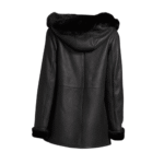 Sierra's Black Leather Jacket with Hoodie - Image 2
