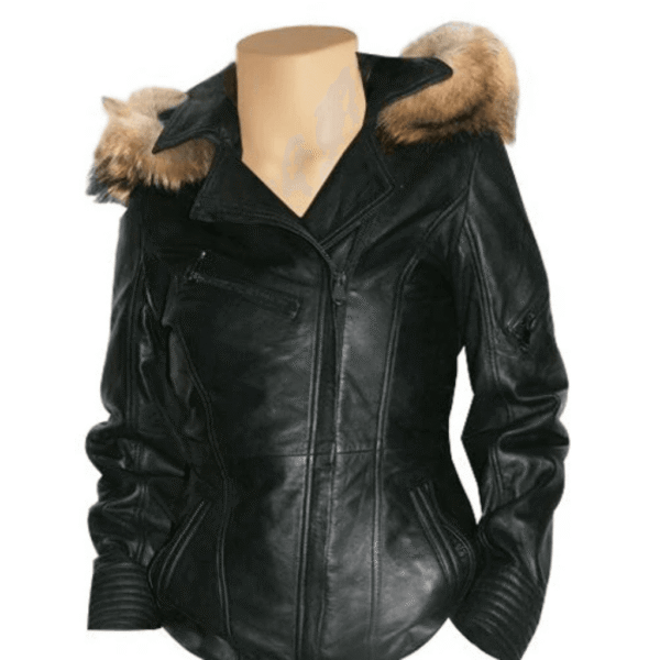 Idelle Double Breasted Car Coat With Real Fox Fur Hoodie