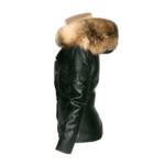 Idelle Double Breasted Car Coat With Real Fox Fur Hoodie - Image 2
