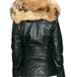Idelle Double Breasted Car Coat With Real Fox Fur Hoodie - Image 3