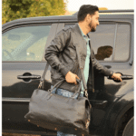 Duffy's black leather travel duffel bag - Image 3