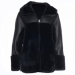 Elena black Reversible shearling jacket - Image 3
