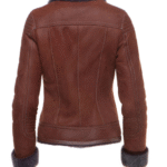 Reyna's Tan Sheepskin Shearling B-3 Bomber Style Jacket - Image 4