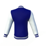 Navy Varsity Letterman Jacket with White Sleeves - Image 3