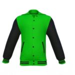 Light Green Varsity Letterman Jacket with Black Sleeves - Image 2
