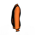 Black Varsity Letterman Jacket with Orange Sleeves - Image 3