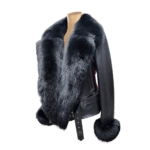 Petra Women's Shearling Coat Fox Fur Trim - Image 2