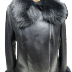 Petra Women's Shearling Coat Fox Fur Trim - Image 5