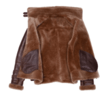 Phan's Brown Aviator bomber shearling jacket with a waist belt - Image 4
